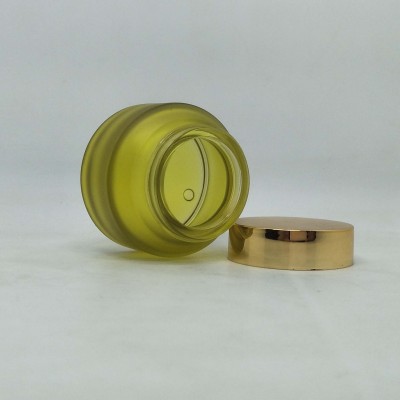 Glass Cosmetic Jar Slant Shoulder Luxury green eye cream jars 15g 30g 50g 100g