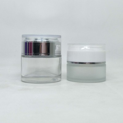 20g 30g 50g Transparent Acrylic Glass Cosmetic Cream and Lotion jars and bottles with silver lid