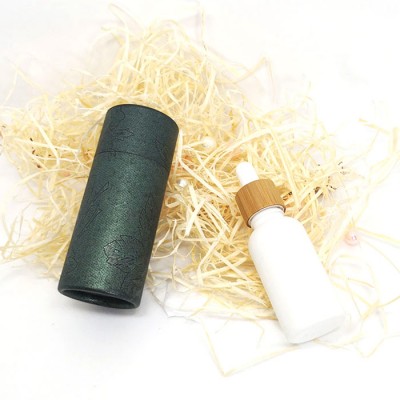 Custom luxury cbd packaging bamboo lid 30 ml White frosted glass dropper bottle with paper tube