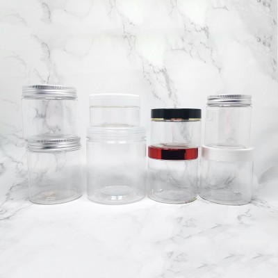 1oz 2oz 4oz 5oz 6oz 8oz 10oz 12oz 16oz 32oz Clear PET plastic jars with metal lid