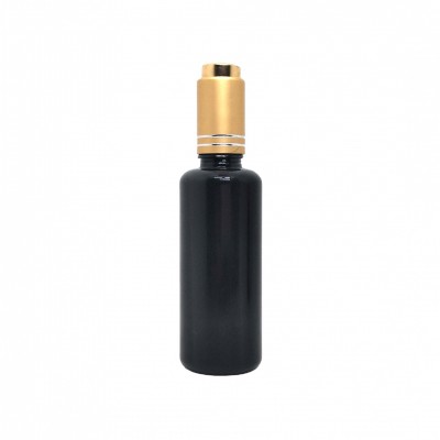 Luxury  30ml dark violet color essential oils uv black glass violet bottle with gold pump