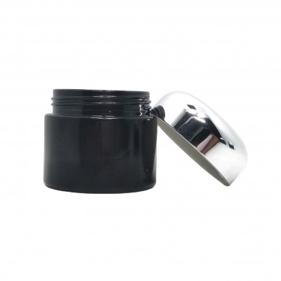 Custom beautiful dark  black uv violet cosmetic cream glass jars with smooth round cap