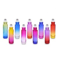 new cosmetic packaging 5ml 10ml colorful round glass gemstone essential oil roller ball roll on bottle